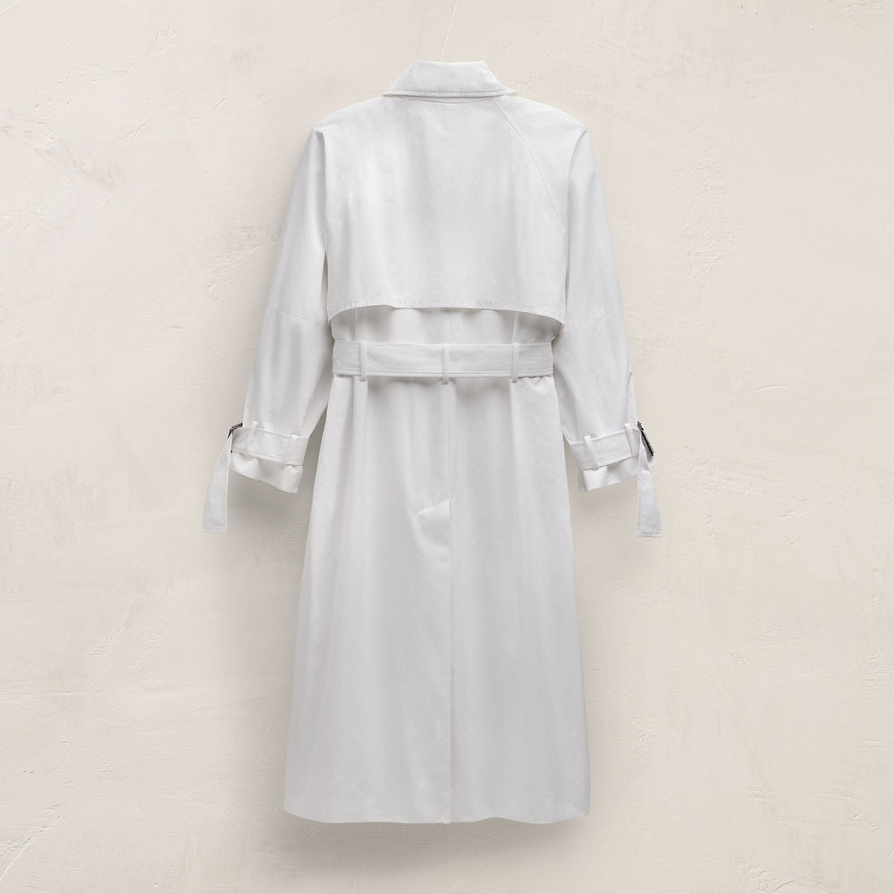 Italian Heavy Poplin Trench Coat in White | James Perse Los Angeles