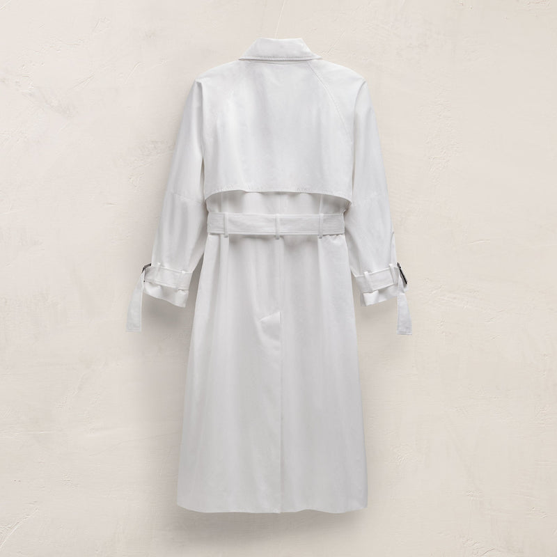Italian Heavy Poplin Trench Coat in White | James Perse Los Angeles