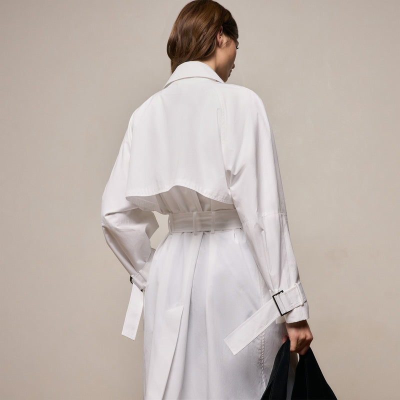 Italian Heavy Poplin Trench Coat in White | James Perse Los Angeles