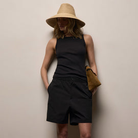 Italian Heavy Poplin Relaxed Short in Black | James Perse Los Angeles