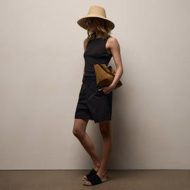 Italian Heavy Poplin Relaxed Short in Black | James Perse Los Angeles