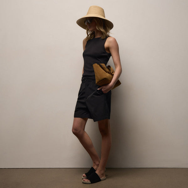 Italian Heavy Poplin Relaxed Short in Black | James Perse Los Angeles