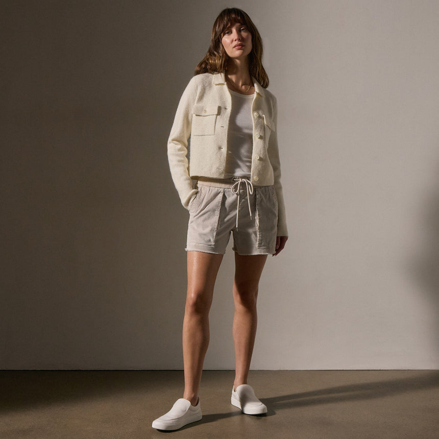 Sweater Knit Jacket in Ivory | James Perse Los Angeles
