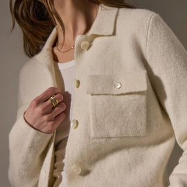 Sweater Knit Jacket in Ivory | James Perse Los Angeles