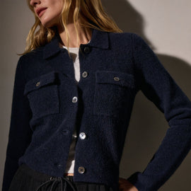Sweater Knit Jacket in Navy | James Perse Los Angeles