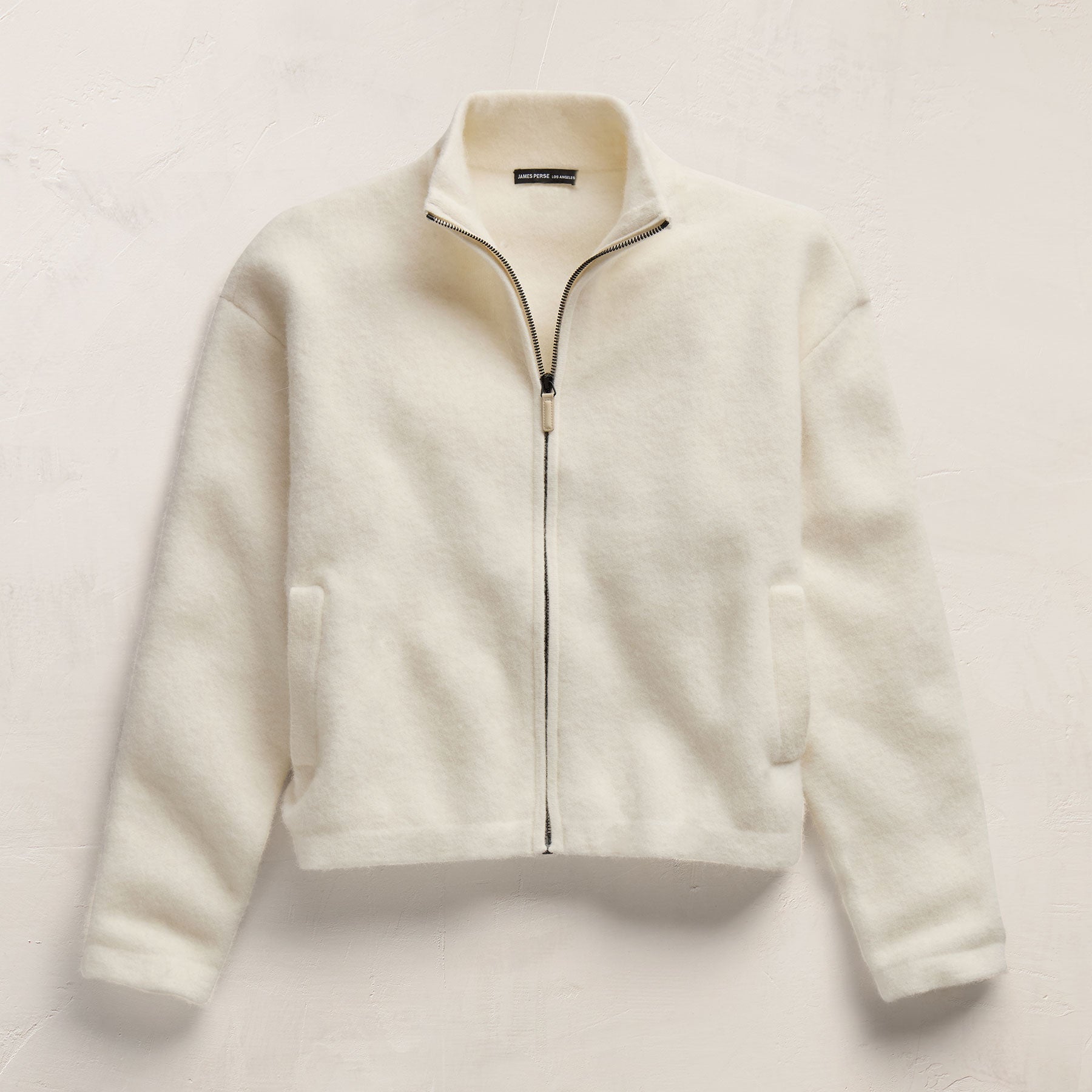 Wool Alpaca Zip Jacket - Ivory | James Perse Los Angeles