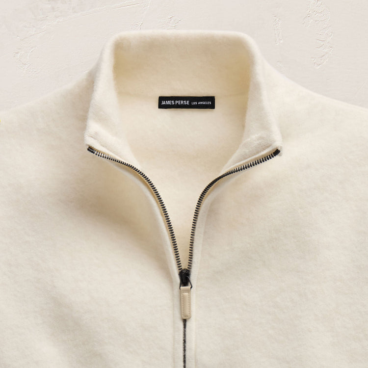 Wool Alpaca Stretch Zip Jacket in Ivory | James Perse Los Angeles