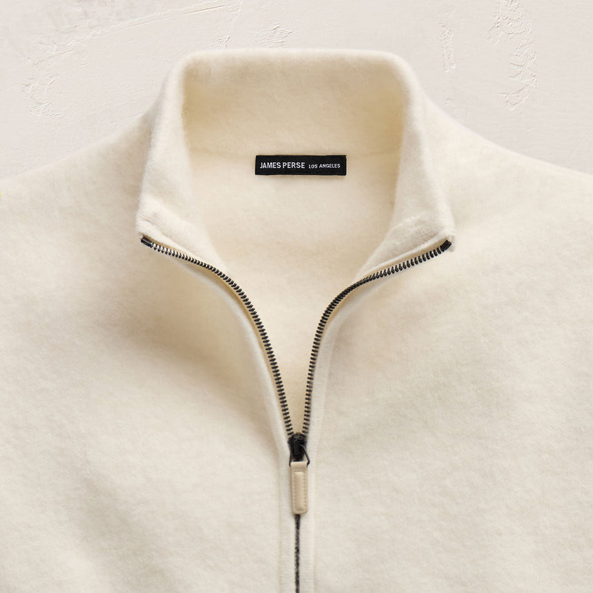 Wool Alpaca Stretch Zip Jacket in Ivory | James Perse Los Angeles FLAT
