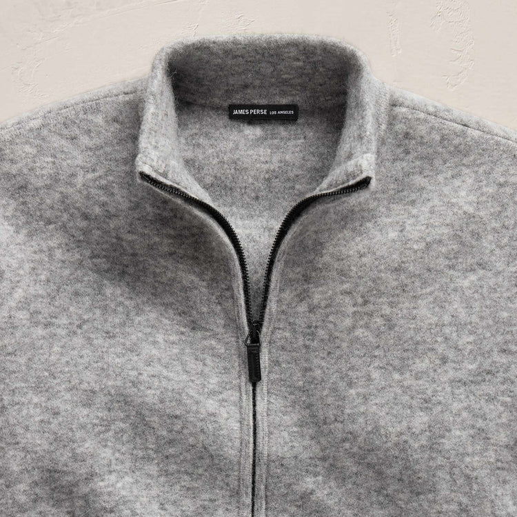 Wool Alpaca Stretch Zip Jacket in Mid Grey | James Perse Los Angeles