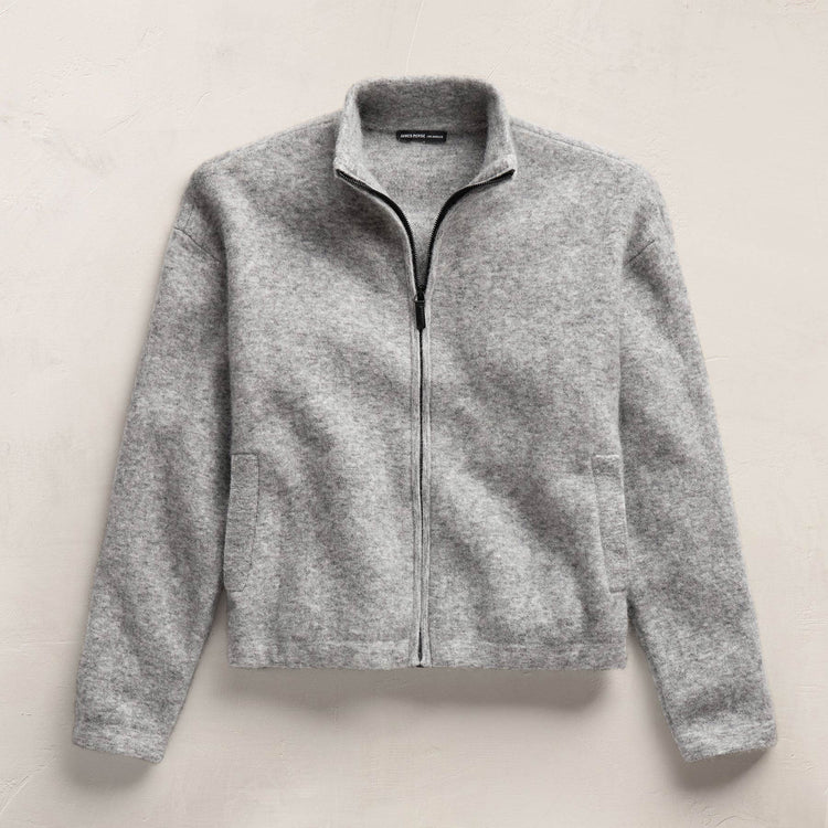 Wool Alpaca Stretch Zip Jacket in Mid Grey | James Perse Los Angeles