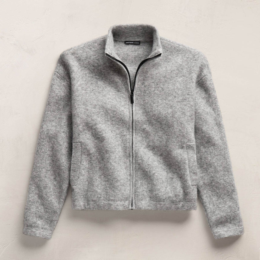 Wool Alpaca Stretch Zip Jacket in Mid Grey | James Perse Los Angeles FLAT