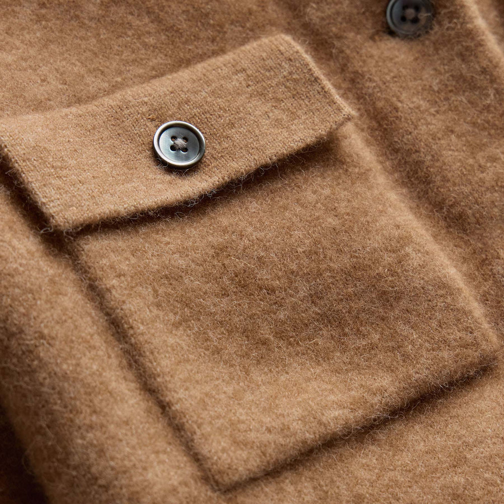 Wool Alpaca Funnel Neck Cardigan Jacket in Camel | James Perse Los Angeles