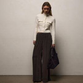Wool Alpaca Btn Front Sweater Coat in Ivory | James Perse Los Angeles