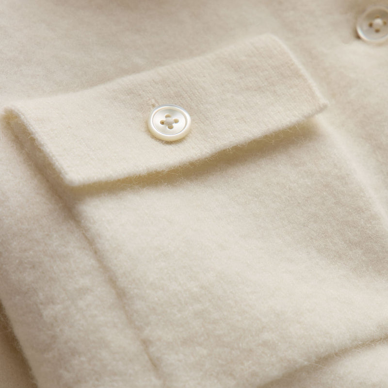 Wool Alpaca Funnel Neck Cardigan Jacket in Ivory | James Perse Los Angeles