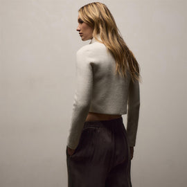 Wool Alpaca Btn Front Sweater Coat in Ivory | James Perse Los Angeles