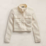 Wool Alpaca Funnel Neck Cardigan Jacket in Ivory | James Perse Los Angeles