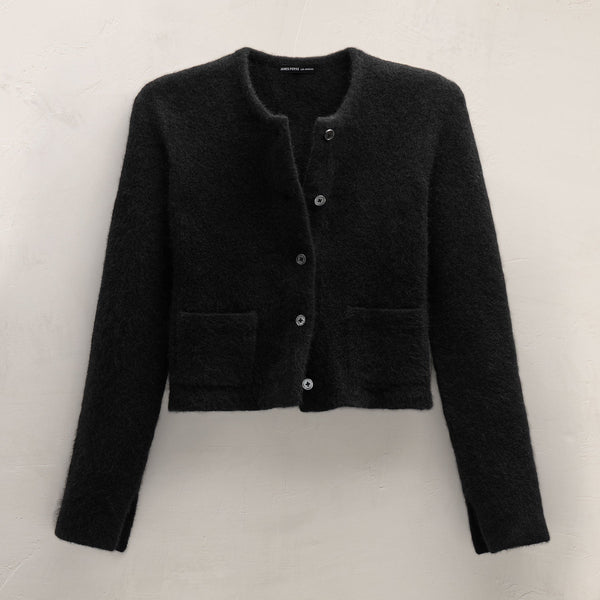 Wool Alpaca Button Front Jacket in Black | James Perse Los Angeles FLAT