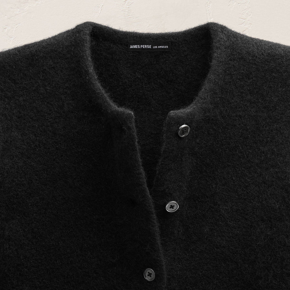 Wool Alpaca Button Front Jacket in Black | James Perse Los Angeles FLAT