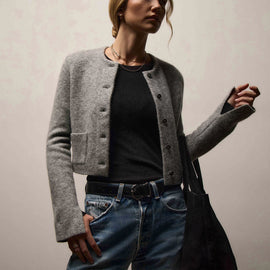 Wool Alpaca Button Front Jacket in Mid Grey | James Perse Los Angeles
