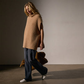 Waffle Knit Funnel Neck Tunic in Camel | James Perse Los Angeles