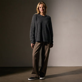 Oversized Waffle Knit Crew in Anthracite | James Perse Los Angeles