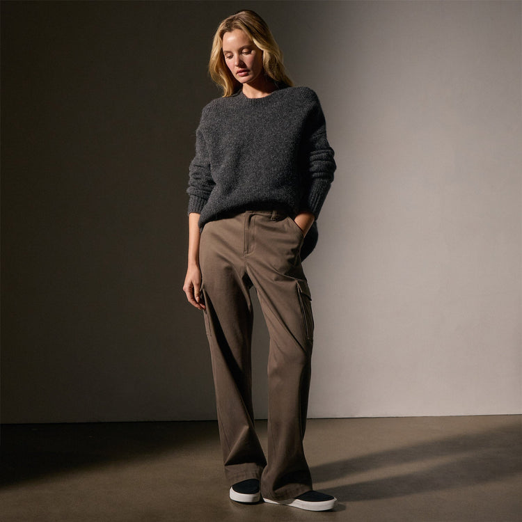 Oversized Waffle Knit Crew in Anthracite | James Perse Los Angeles