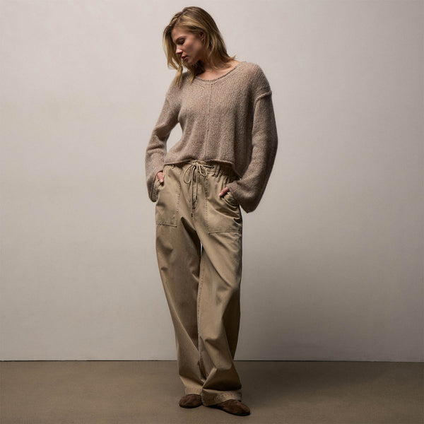 Cotton Cashmere Brushed Twill Pant in Light Khaki Pigment | James Perse Los Angeles