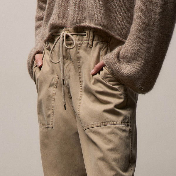 Cotton Cashmere Brushed Twill Pant in Light Khaki Pigment | James Perse Los Angeles