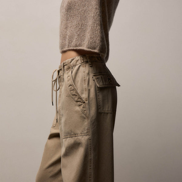 Cotton Cashmere Brushed Twill Pant in Light Khaki Pigment | James Perse Los Angeles
