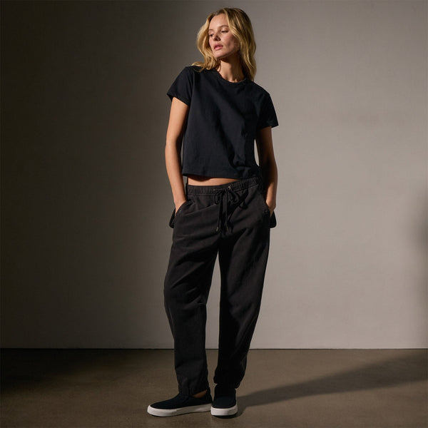 Cotton Terry Flight Pant in Black | James Perse Los Angeles