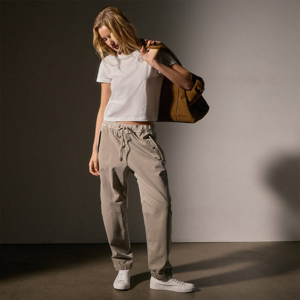 Cotton Terry Flight Pant in Light Tan Pigment | James Perse Los Angeles