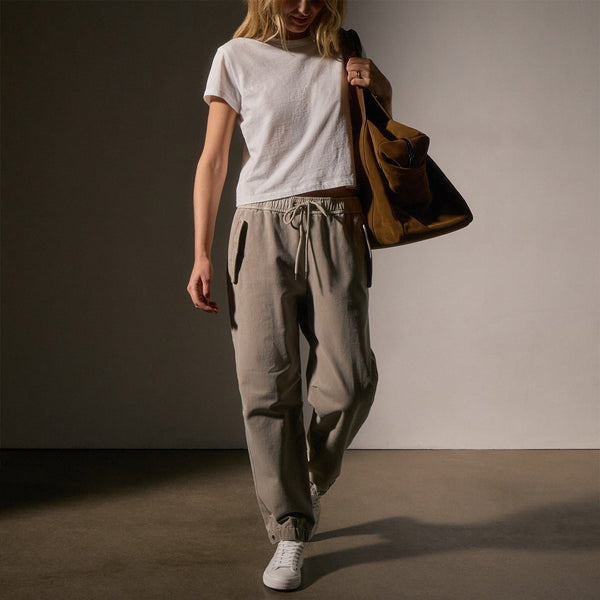 Cotton Terry Flight Pant in Light Tan Pigment | James Perse Los Angeles