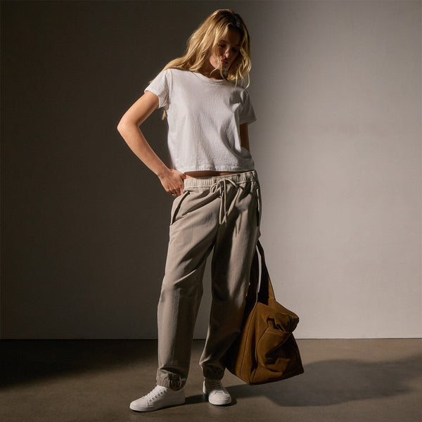 Cotton Terry Flight Pant in Light Tan Pigment | James Perse Los Angeles