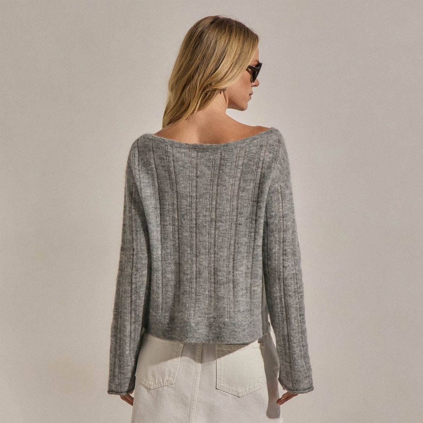 Mohair Open Stitch Sweater in Heather Grey | James Perse Los Angeles