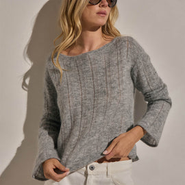 Mohair Open Stitch Sweater in Heather Grey | James Perse Los Angeles