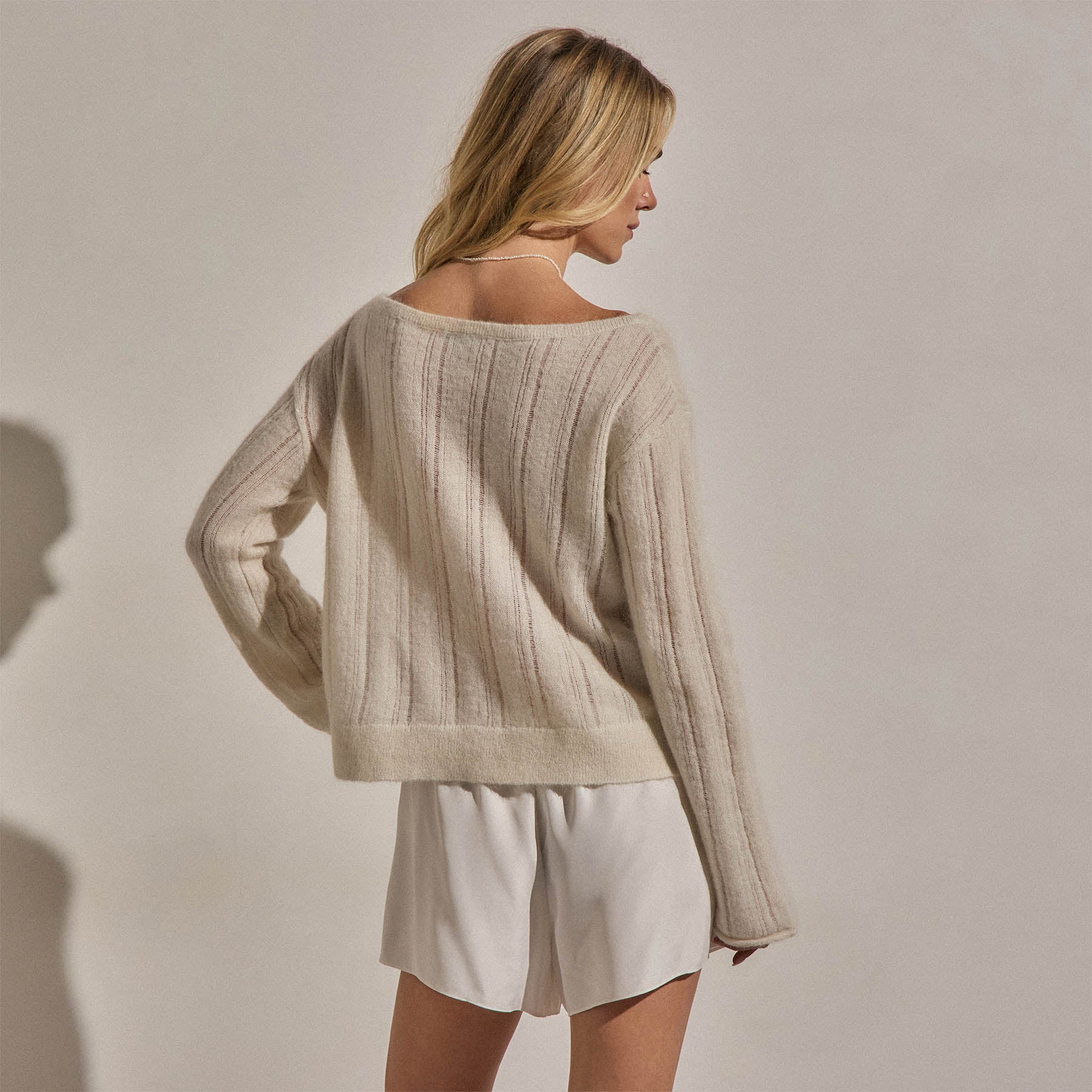 Mohair Open Stitch Sweater in Off White | James Perse Los Angeles