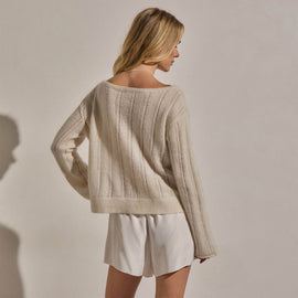 Mohair Open Stitch Sweater in Off White | James Perse Los Angeles
