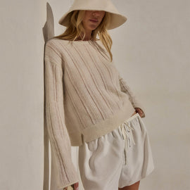 Mohair Open Stitch Sweater in Off White | James Perse Los Angeles