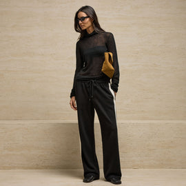 Sheer Mock Neck Top in Black | James Perse Los Angeles