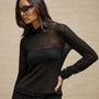 Sheer Mock Neck Top in Black | James Perse Los Angeles