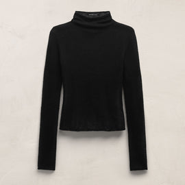 Sheer Mock Neck Top in Black | James Perse Los Angeles