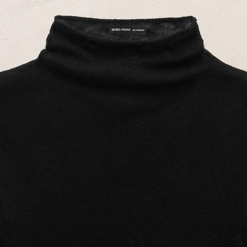 Sheer Mock Neck Top in Black | James Perse Los Angeles