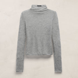 Sheer Mock Neck Top in Heather Grey | James Perse Los Angeles