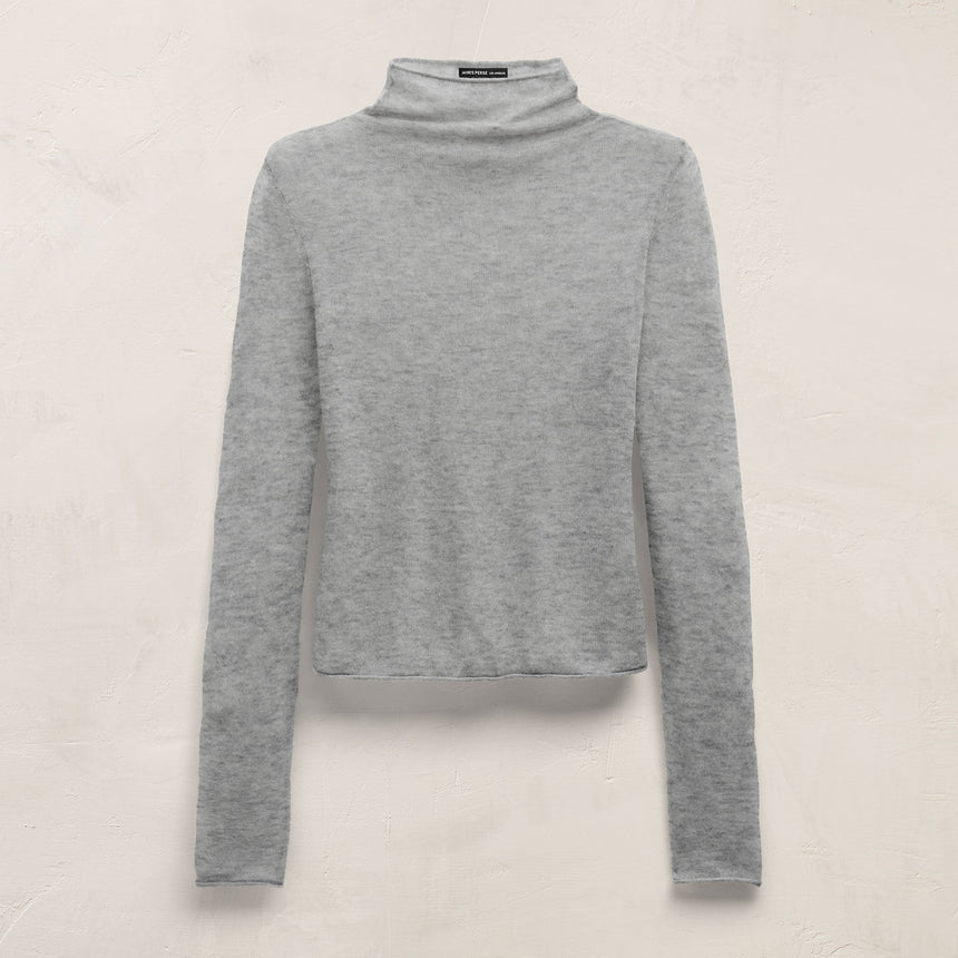 Sheer Mock Neck Top in Heather Grey | James Perse Los Angeles