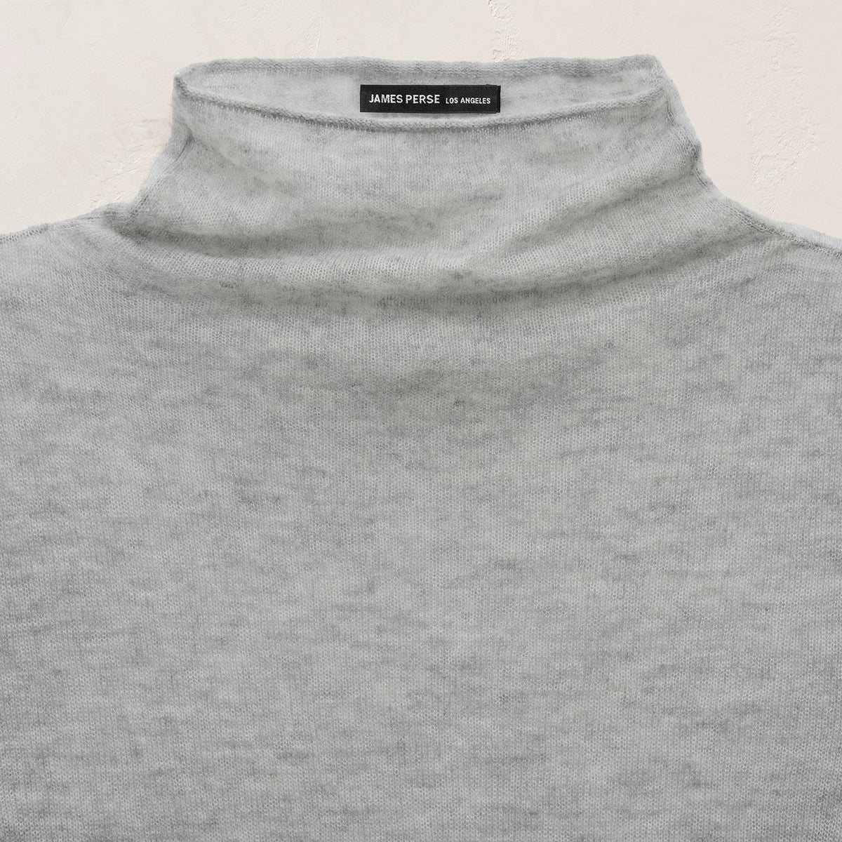 Sheer Mock Neck Top in Heather Grey | James Perse Los Angeles