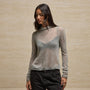 Sheer Mock Neck Knit Top in Heather Grey | James Perse Los Angeles