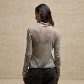 Sheer Mock Neck Knit Top in Heather Grey | James Perse Los Angeles