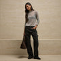 Sheer Mock Neck Knit Top in Heather Grey | James Perse Los Angeles