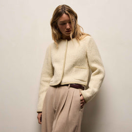 Tweed Button Front Jacket In Ivory | James Perse Los Angeles