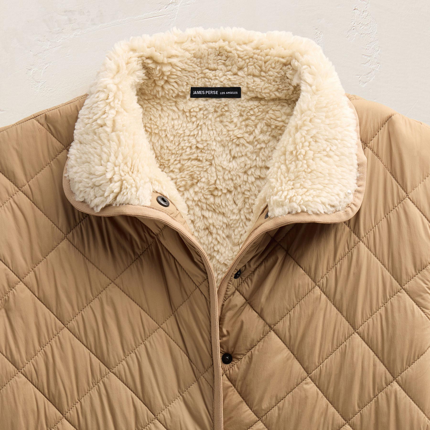 Quilted Nylon Lined Long Coat - Toffee/Ivory | James Perse Los Angeles